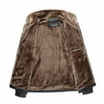 thumbnail image 2 of SWSMCLT Men's Vegan PU Leather Jacket Sherpa Lined Jackets Faux Fur Collar Quilted Bomber Jackets & Coats Fleece Trucker Jackets Zip Up Winter Furry Hoodless Long Sleeve Slim Fit Brown 42, 2 of 3