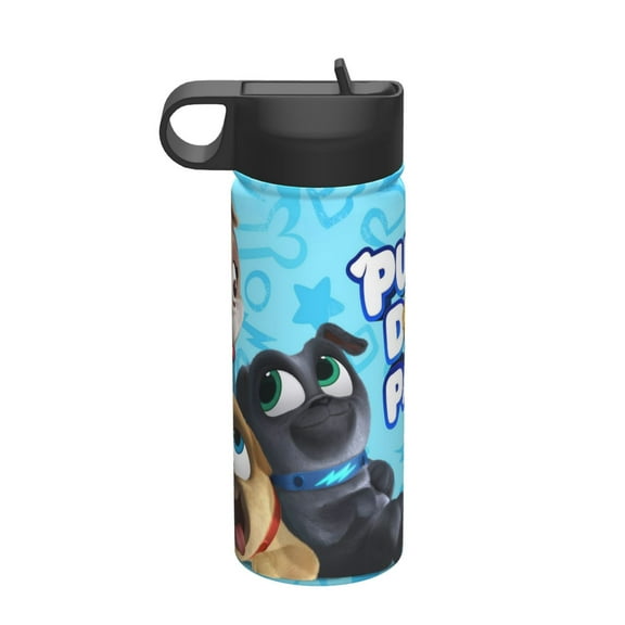 Puppy Dog Pals Insulated Stainless Steel Wide Mouth Water Bottle With Straw, 18oz Portable Leak Proof Drinking Bottle For Kids Sports School And Travel 18oz Cute Thermos