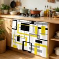 thumbnail image 6 of Yellow Black Geometric Cabinet Curtain 35"Wx35"L, Dustproof Under Sink Skirt with Self Adhesive Tape, Modern Simple Abstract Art Cabinet Curtain Cover for Kitchen Sink, Bathroom Vanity, Laundry Room, 6 of 9