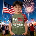 thumbnail image 2 of TUOYUAN Boys USA Anniversary Graphic Short Sleeve Tee 250th Kids Summer Top,Army Green,SIZE:100, 2 of 4