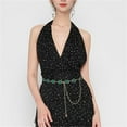 thumbnail image 6 of Topboutique Waist Chains Belts Green Glass Diamond Chain Belt Chain Belts for Dresses Women's Dress Metal Belt Western Style Belt Waist Belts, 6 of 7
