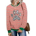 thumbnail image 5 of Yteetum Women's Christmas Crewneck Sweatshirts Oversize Christmas Graphic Print Pullover Hoodless Sweatshirts Top Womens Christmas Stripe Print Round Neck Long Sleeve Sweatshirts Fall Clothes, 5 of 5