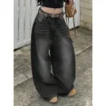 thumbnail image 5 of Dark Grey Wide-Leg High-Rise Loose Fit Denim Jeans For Women, 5 of 28