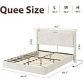 thumbnail image 2 of Floating Queen Size Bed Frame with LED Lights & Charging Station, Upholstered Platform Beds with Storage Headboard, No Box Spring Needed, Beige, 2 of 8