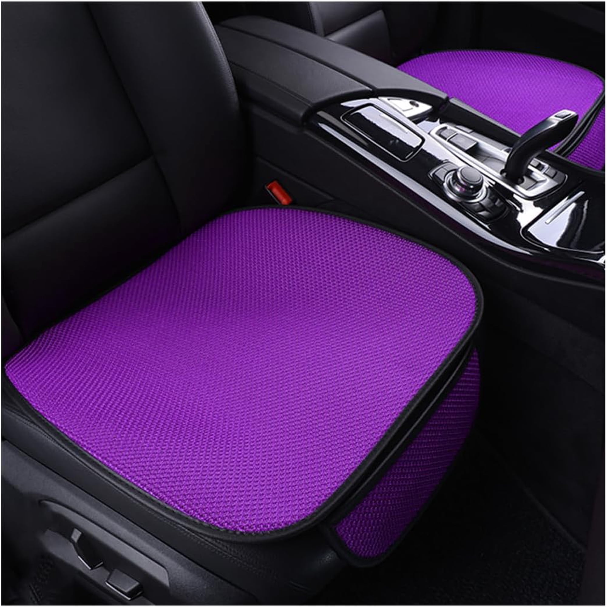 Car Seat Bottom Cover, 2 Pack Front Driver or Passenger Seat Cushion with Pocket, Universal Breathable Comfort Auto Seat Protector Mat, Car Accessories for Truck, SUV, Van(Purple)