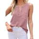 thumbnail image 1 of Blusa sin mangas con escote en V y bolsillos para mujer, color liso, rosa XXL, 1 of 7