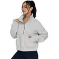 thumbnail image 5 of Womens Sweatshirts Half Zip Cropped Pullover Fleece Quarter Zipper Hoodies Fall outfits Clothes Thumb Hole, 5 of 6