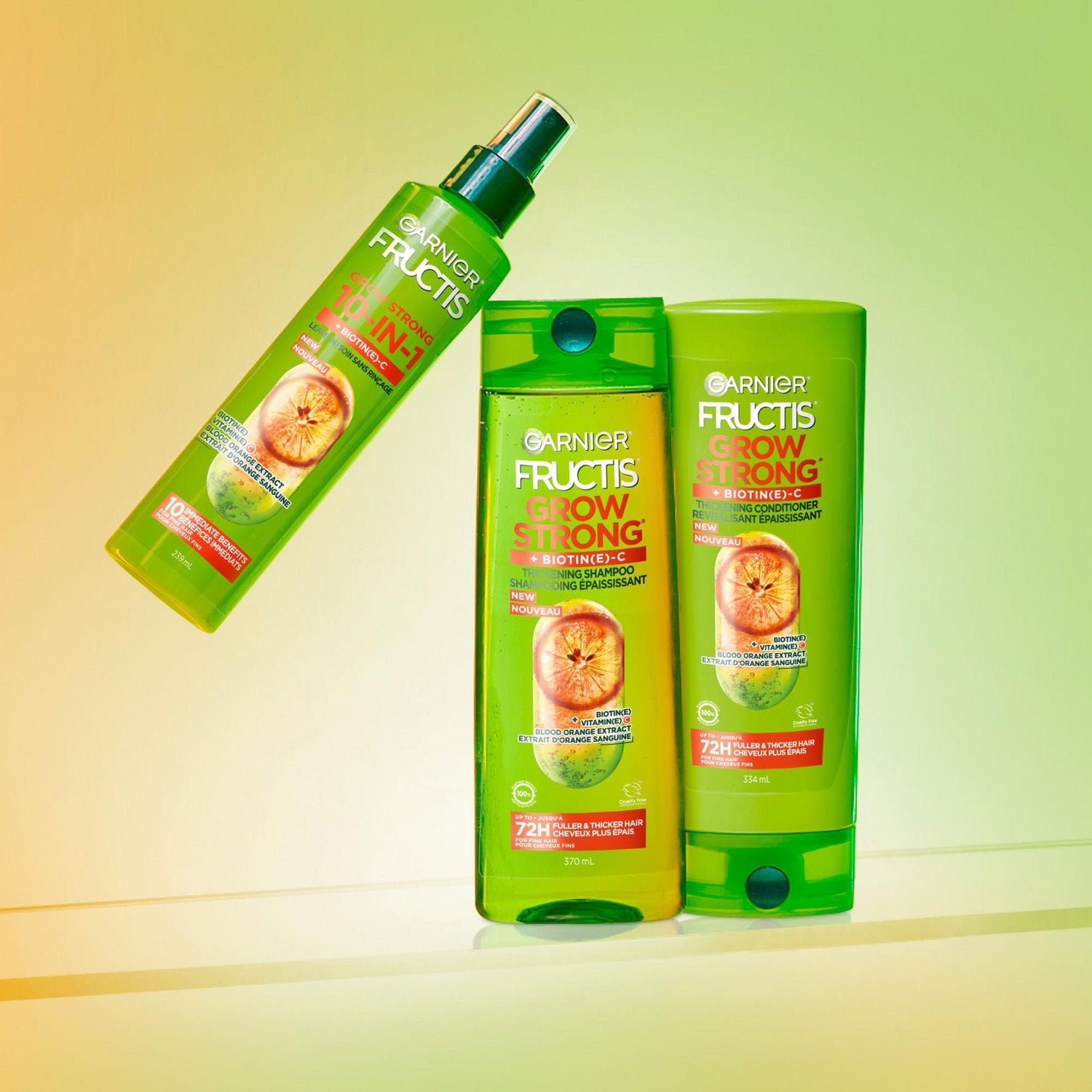 Garnier Fructis Grow Strong Thickening 10-in-1  Leave In Spray for Fine Hair, Heat Protectant, with Vitamin C, 239ml, Thicken hair feel