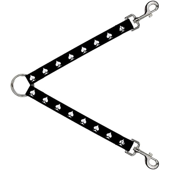 buckle-down leash splitter - spade black white - 1" wide - 30" length