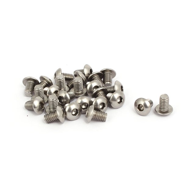 Unique Bargains M4x6mm Tête de Poêle en Acier Inoxydable 316 Capuchon Hexagonal Vis 25 Pcs