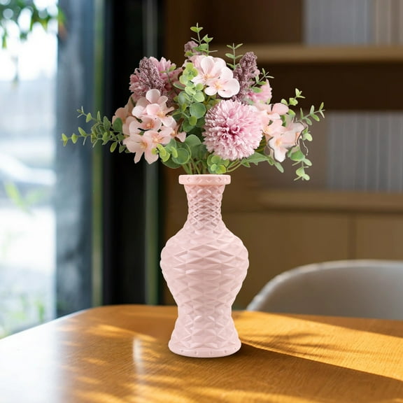 DwellJoy Modern 11-Inch Faux Ceramic Flower Vase - Lightweight Plastic Decorative Centerpiece for Dried/Fresh Blooms, Versatile Home Decor, Living Room & Wedding Display
