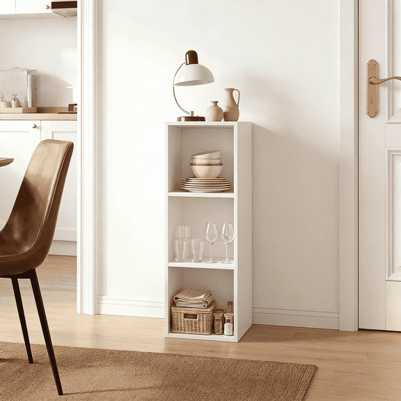 Mifurn 3-Tier Bookshelf Open Shelf Bookcase, White