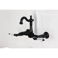 thumbnail image 3 of Kingston Brass KS2440WLL Willshire Double-Handle Wall-Mount Bridge Kitchen Faucet, Matte Black, 3 of 7