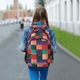 thumbnail image 6 of FORMRS Unisex Backpack Elementary School Travel Bookbag with Reflective Stripes, Red and Purple Plaid Pattern, 6 of 7