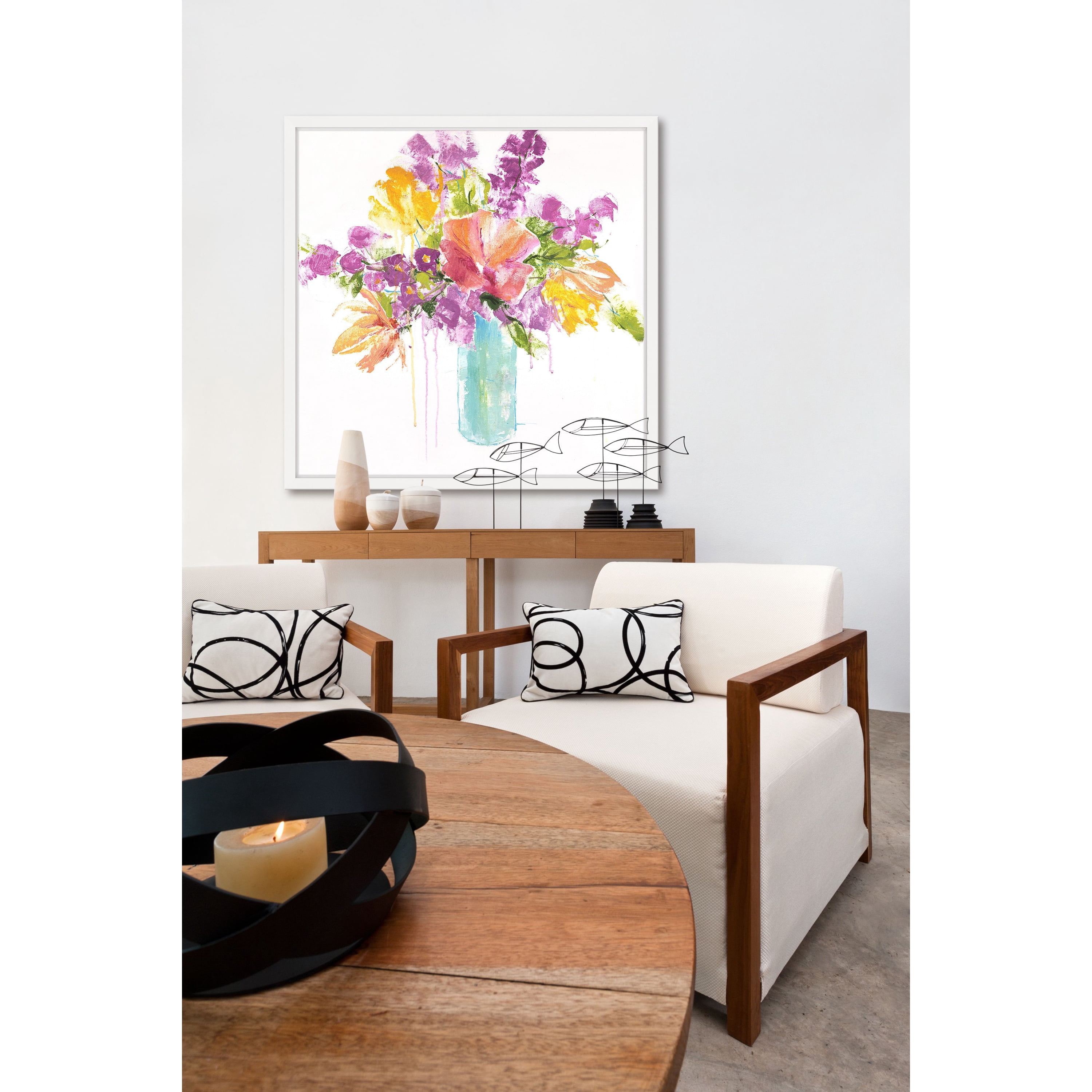 Marmont Hill - "Tropical Blooms" by Julie Joy Framed Painting Print