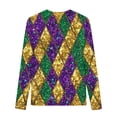 thumbnail image 4 of LYEAA Kids Mardi Gras Shirts Crewneck Long Sleeve Pullover Tees Carnival Sequin Print Blouses Lightweight Party Tops, 4 of 5