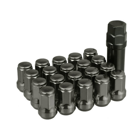 Unique Bargains M12 x 1.25 Car Lug Nuts Cone Seat Closed End Bulge Acorn Hex Wheel Nut w/ Socket Key Titanium Tone