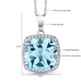 thumbnail image 5 of Gem Stone King 10K White Gold Sky Blue Topaz and White Created Sapphire Pendant Necklace for Women (8.54 Cttw, Gemstone November Birthstone, Cushion Cut 12MM, with 18 inch Chain), 5 of 5