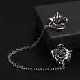 thumbnail image 4 of Retro Rose Flower Tie Clip for Men Women Dangle Hanging Chain Tassel Flowers Floral Neckties Clips for Wedding Anniversary Formal Business Suit Shirt Collar Lapel Accessories, 4 of 7