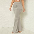 thumbnail image 3 of yillto Women's Maxi Skirts Flare Long High Waist Ruched Solid Color Slim Skirt Outfits for Party Prom, 3 of 6