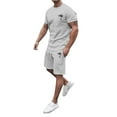 thumbnail image 4 of Men's Suiting Set for Summer - Athletic Tracksuit with Short Sleeve O Neck Top and Drawstring Waist Bottoms for Casual Color Block Style, 4 of 6