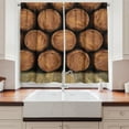 thumbnail image 2 of Ambesonne Wine Kitchen Curtains, Wall of Wooden Barrels, 55"x39", Brown, 2 of 3
