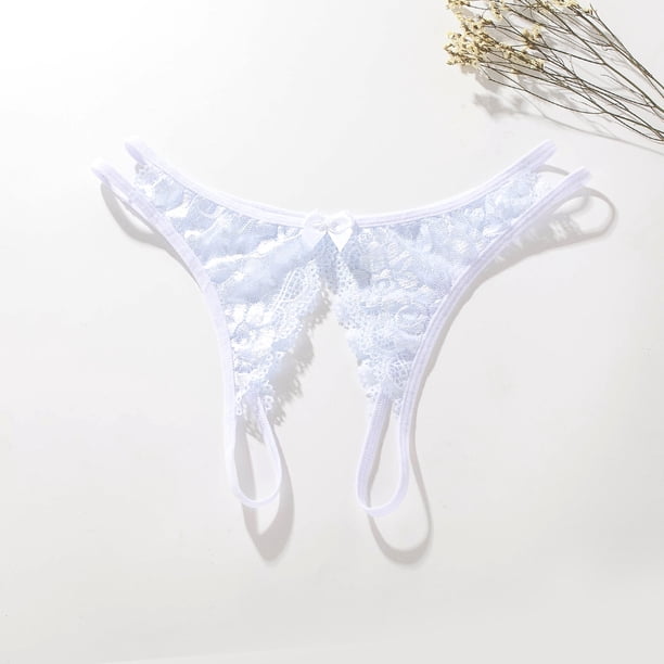 Ropa interior sexy transparente tentadora de encaje de gama abierta que no se quita las bragas de tanga para mujer