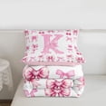 thumbnail image 5 of jejeloiu Girls Personalized Monogram K Full Size Comforter Sets For Kids Gifts,Pink Lovely Bow Cherry Bedding Sets,Pink Reversible,3-Piece, 5 of 7