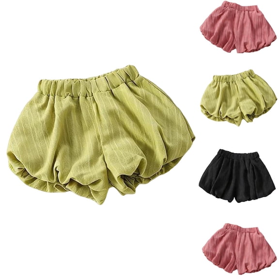 NAISIBABY Girls Bubble Shorts Size 6, Cute Loose Elastic Waist Soft Kids Summer Casual Shorts (1-8T)