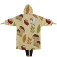 thumbnail image 2 of Oversized Wearable Blanket Hoodie,Colorful Mushroom Berry Leaf Beige Pattern Sherpa Blanket Hoodie with Super Pockets,Super Warm Fuzzy Pullover for Women & Men, 2 of 6
