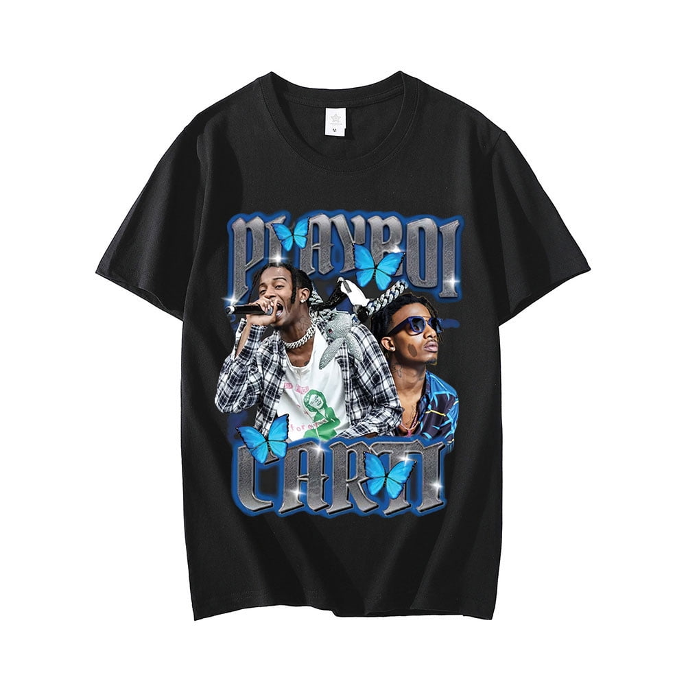 Laiqiankua Chomel New Playboi Carti Music Album Red Print T Shirt Vintage 90s Rap Hip Hop T Shirt Fashion Design Casual T Shirts Hipster Men Tops q031