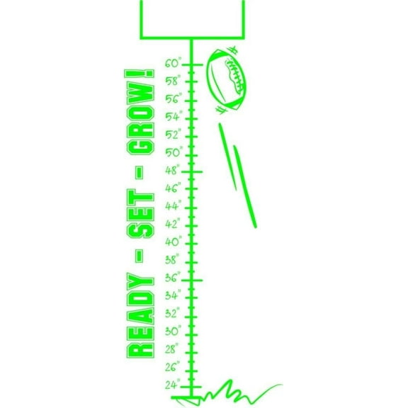 Custom Wall Decal Football Growth Chart - Kids Bed Room 22"X38"- - Vinyl Wall Sticker