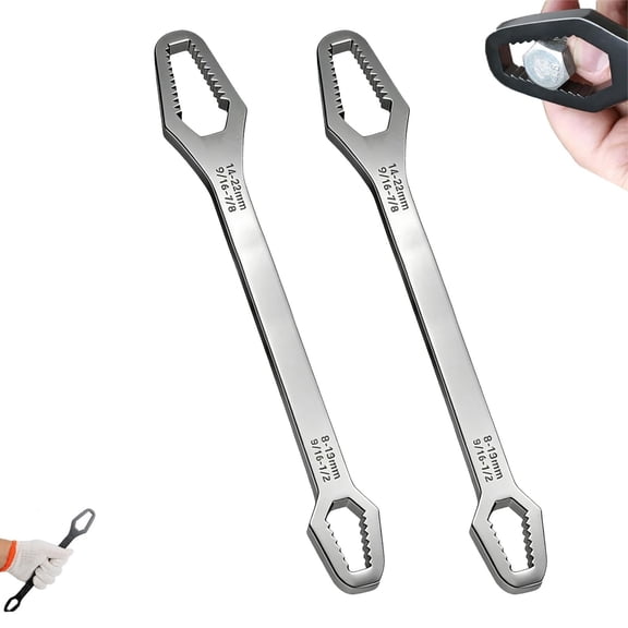 Universal Double Ended Wrench Universal Torx Wrench Double-Head Self-Tightening Wrench 8-24mm &3-17mm Self-Tightening Multi-function Repair Tool Chrome Vanadium Steel Metric for Home Car Outdoor Mech