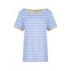 thumbnail image 5 of Blusas para las Mujeres Casual, Rayas Impresas Patchwork Manga Corta Cuello Redondo Top Hecho de 95% Poliéster 5% Spandex para el Verano, Tops Cortos para las Mujeres, 5 of 5
