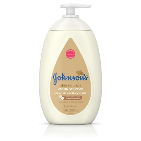 (2 Pack) Johnson's Baby Body Lotion with Vanilla & Oat Extract, 16.9 fl.