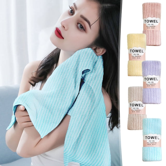 Toallas faciales de terciopelo con patrón de rayas engrosadas • Forro polar suave 35x75cm • Toallas de baño de secado rápido altamente absorbentes • Coloridas, cómodas y de uso polivalente •
