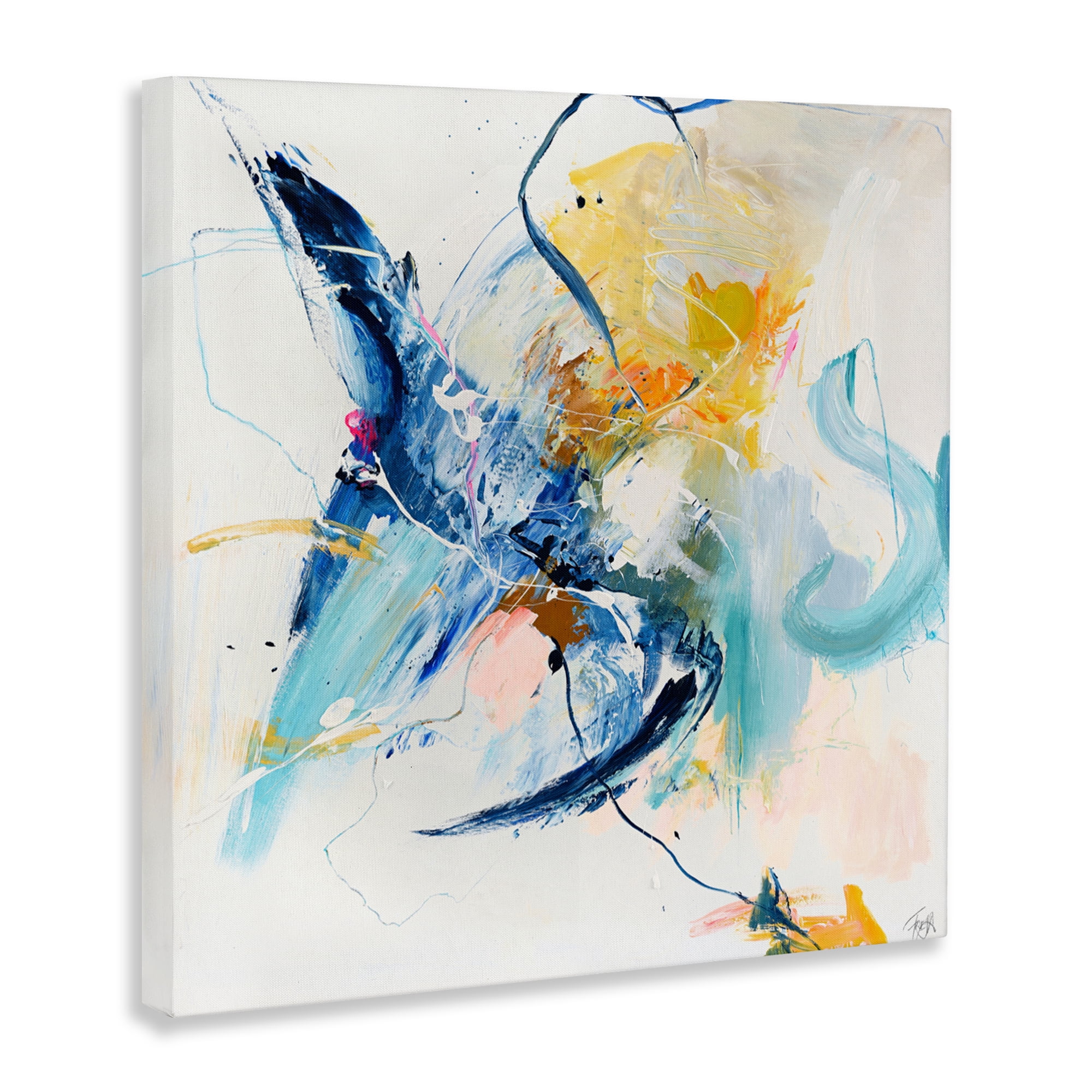 Confident Blue Abstraction Canvas Wall Art, design by Design Fabrikken