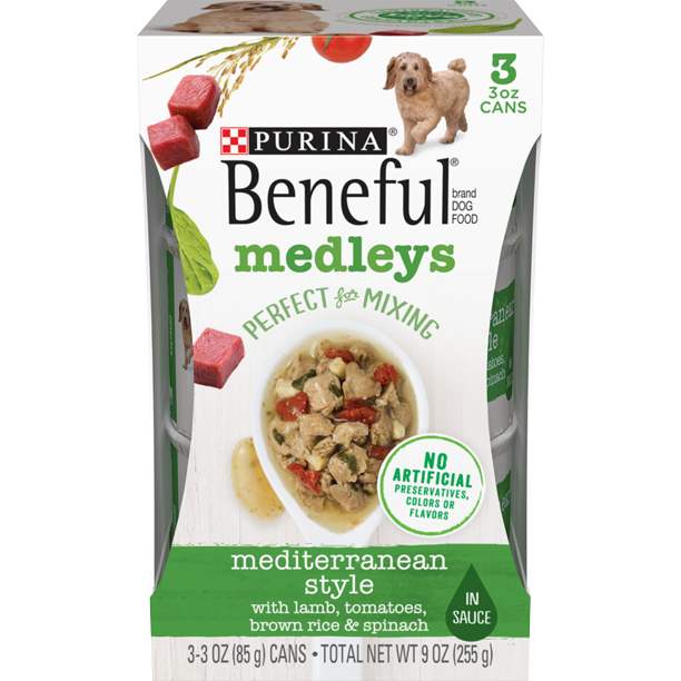 (24 Pack) Purina Beneful Wet Dog Food, Medleys Mediterranean Style With