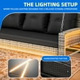 thumbnail image 4 of Dextrus 3-Seat Outdoor Wicker Porch Swing with LED Lights & Black Cushions, Patio Hanging Chair, 4 of 10