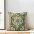thumbnail image 3 of Boho Pillow Covers 18x18 Set of 2 Green Monaco Rug Persian Carpet Decorative Throw Pillow Outdoor Linen Square Carpet Ethnic Pattern Cushion Cover Decor for Home Couch Sofa, 3 of 6