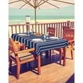 thumbnail image 2 of Navy Blue Striped Outdoor Tablecloth - 60 Inch Round Dining Table Cover, Navy Blue White Stripes Farmhouse Waterproof Outdoor Table Cloth with Umbrella Hole & Zipper for Picnic/Patio/Party, 2 of 5