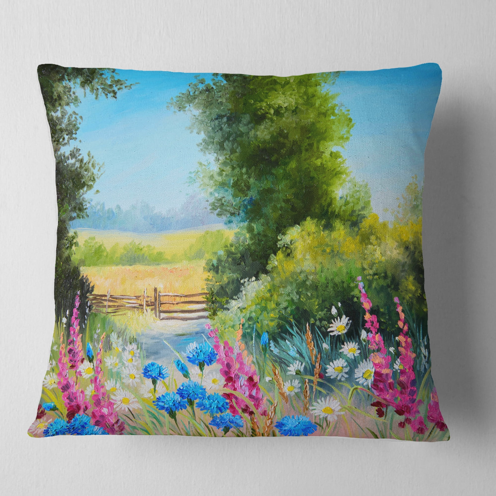 Designart World of Flowers - Floral Throw Pillow - 18x18