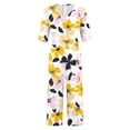 thumbnail image 3 of Nuoqisi Women Summer Floral Print Casual Short Sleeved V-neck Back Zipper Side Pocket Jumpsuit Pants, 3 of 5