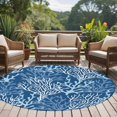 thumbnail image 4 of Round Rugs 7Ft, Navy Blue Coral Coastal Round Area Rug Washable Indoor Throw Carpet, Ocean Nautical Seaside Beach Large Non Slip Circle Rug for Dining Room Playroom Home Decor Aesthetic, 4 of 8