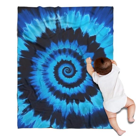 Blue Tie Dye Mandala Pattern Blanket,Comfortable Soft Flannel Throw Blanket,All Season,Warm Lightweight Blankets for Sofa Bed Couch Living Room Chair,30"x40"