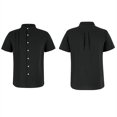 thumbnail image 4 of Solid Color Men Short Sleeved Stand Collar Button Blouse With Pocket, 4 of 5