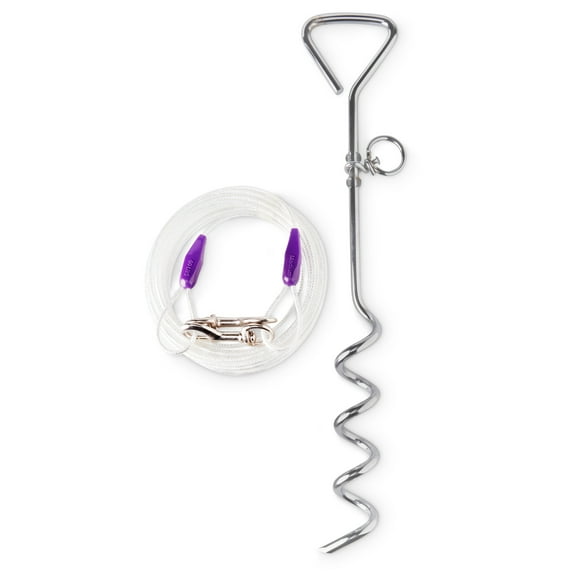 Vibrant Life Stake and Tie Out Cable Cable for Dogs up to 60lbs Combo