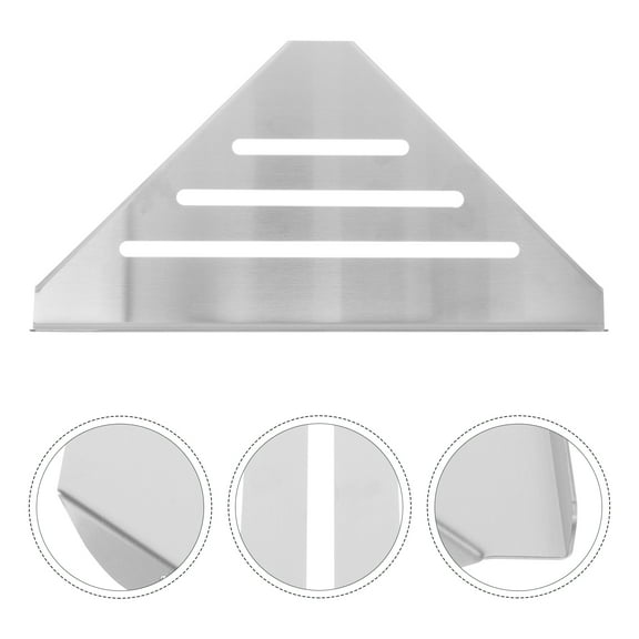 OATIPHO Bathroom Corner Shower Shelf Silver Triangular for Homeowners 1Set