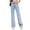 01 Sky Blue, variant on Women's Skew Waist Vintage Jeans, High Waisted Straight Leg Stretchy Trendy Streetwear Denim Pants with Pockets