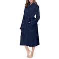 thumbnail image 5 of Women's Long Lapel Warm Bathrobe - Solid Color Thick Fitted Sleepwear Nightgown - Navy - XL, 5 of 5